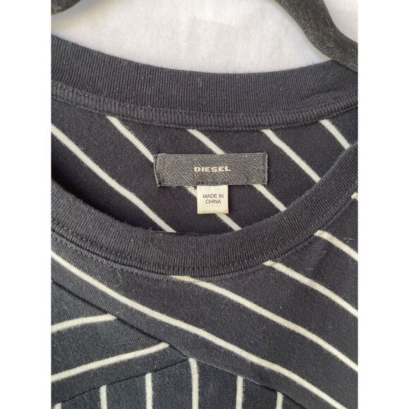 Diesel Women's XL Stripe Maxi Stretchy Cotton Sleeveless Tunic Dress Side Split - Picture 3 of 11